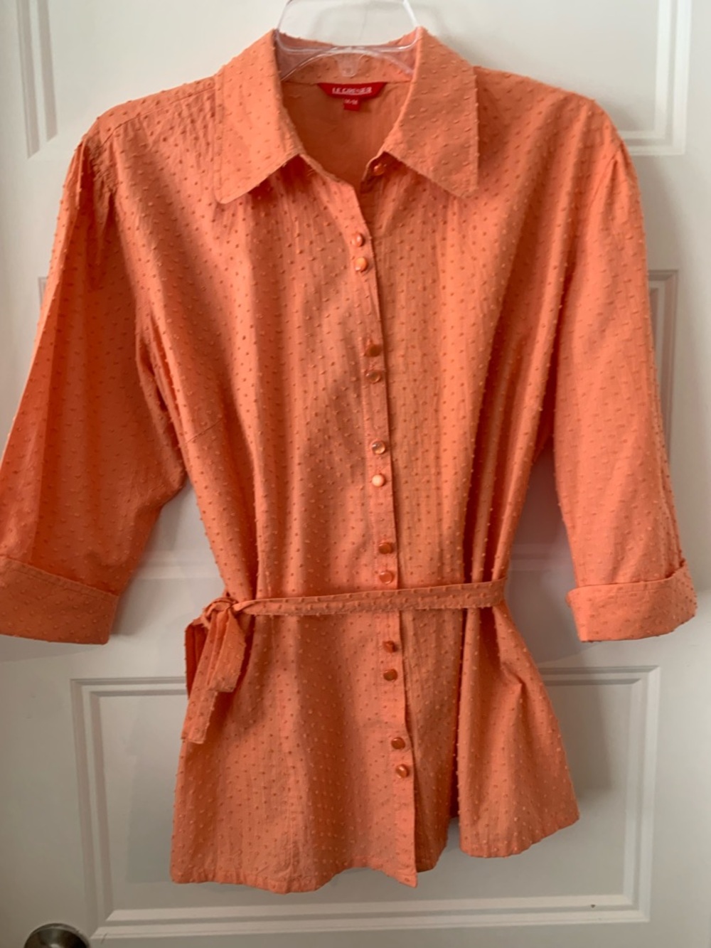 Le Grenier  Women Textured Button-Front Shirt Jacket in Coral